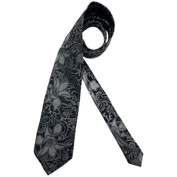 PROCHOWNICK Black/Silver Paisley Silk DESIGNER Tie ITALY - Picture 1 of 4